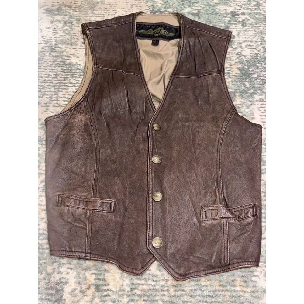 vintage Structure brown leather vest Small